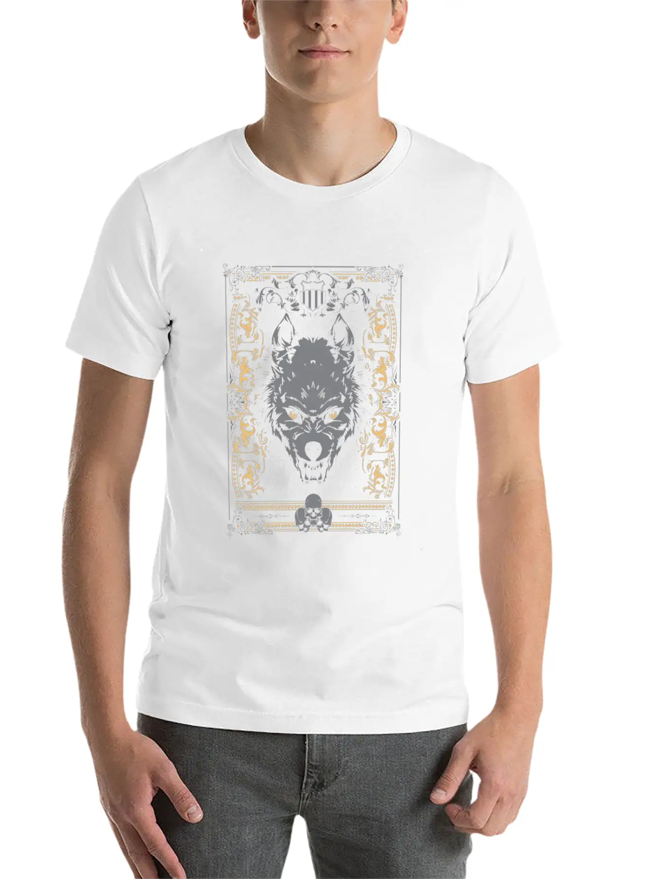 Cool Gothic Wolf And Skulls - Awesome Wolf Lover G Essential Unisex Summer Tee – Soft Cotton Casual Fit