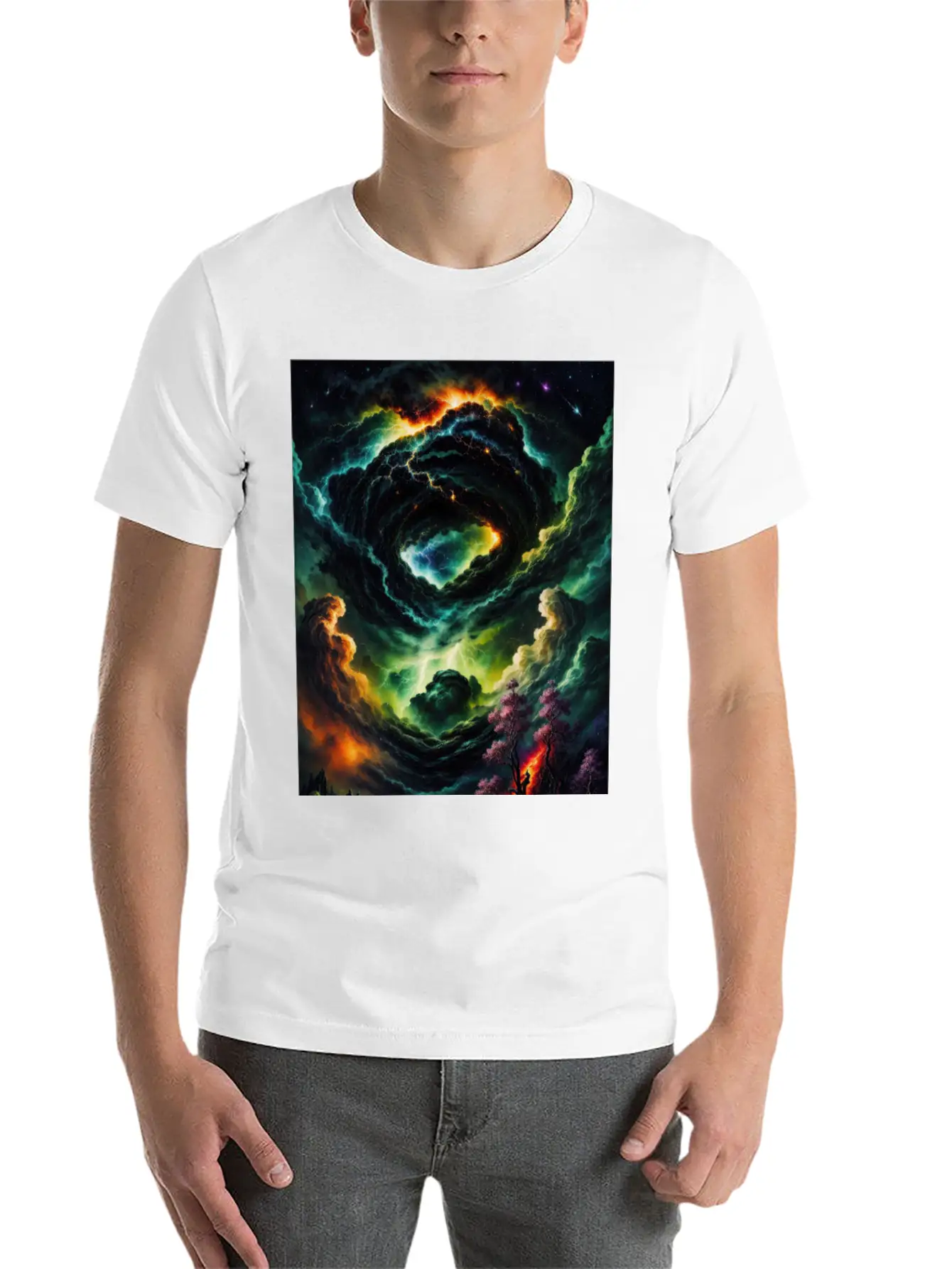Cosmic Landscape Unisex Short Sleeve Soft Cotton T-Shirt – Casual Everyday Wear