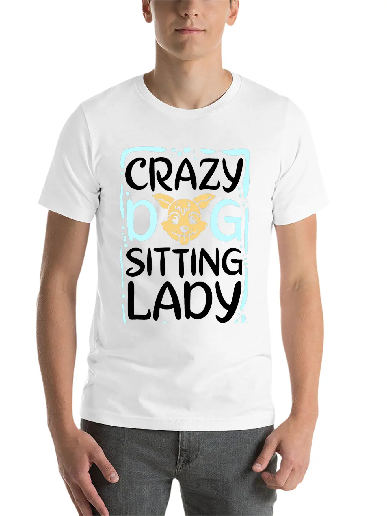 Crazy Dog Sitting Lady Timeless Short Sleeve Tee – Comfy And Minimalist Design