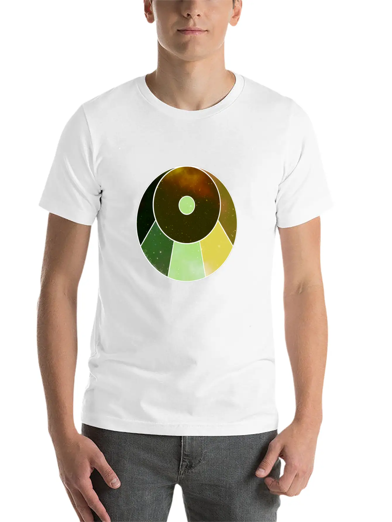 Crescent Moon Below (yellow And Green) Essential Unisex Summer Tee – Soft Cotton Casual Fit