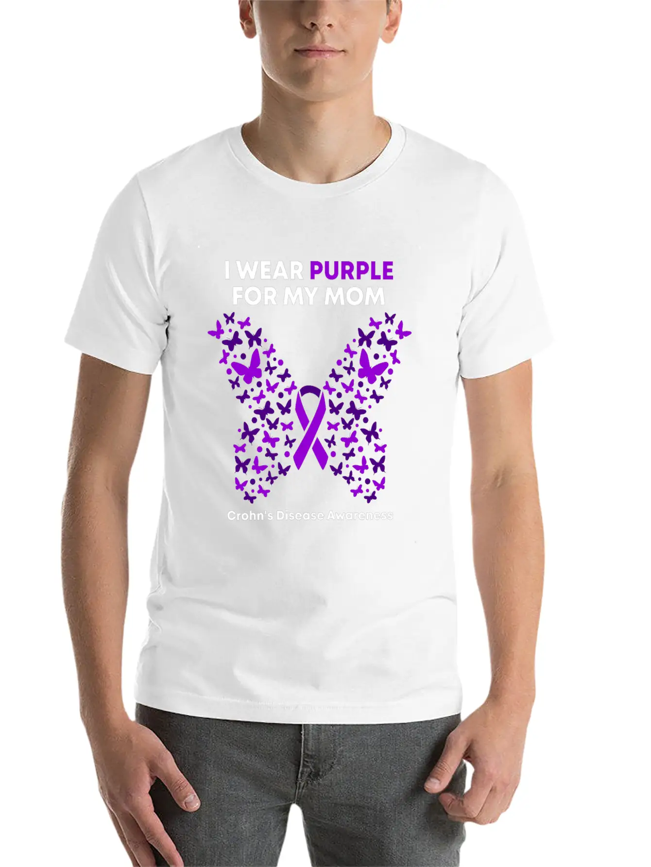 Crohn's Disease Awareness - Purple Warrior Fight Essential Unisex Summer Tee – Soft Cotton Casual Fit