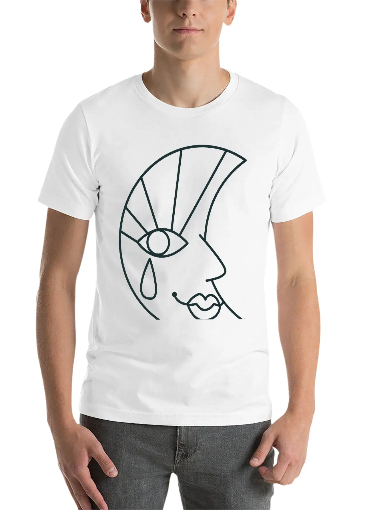 Crying Sad Moon Face And Tear Drop Basic Graphic T-Shirt – Daily Comfort In Soft Cotton