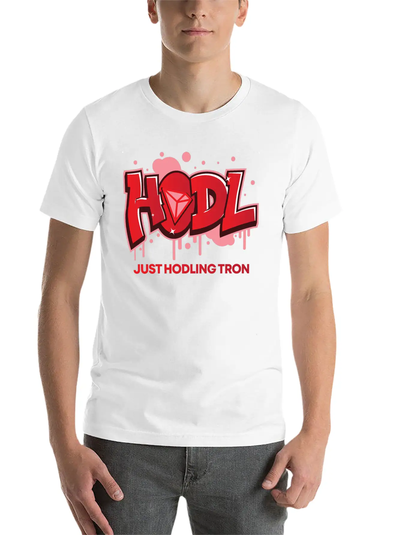 Crypto T-Shirt: HODL Tron Cryptocurrency Design Basic Graphic T-Shirt – Daily Comfort In Soft Cotton