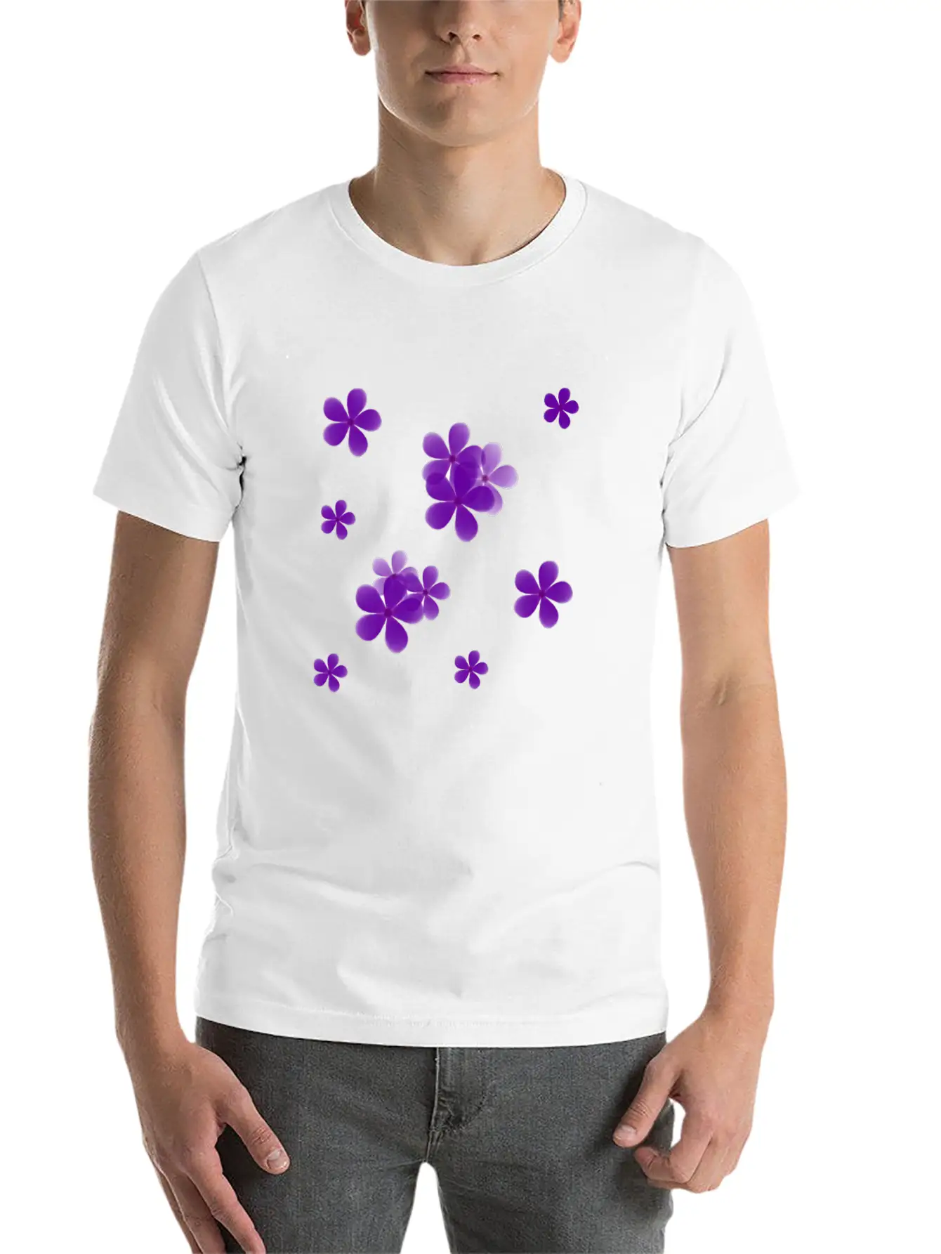 Cute Blue Flowers Basic Graphic T-Shirt – Daily Comfort In Soft Cotton