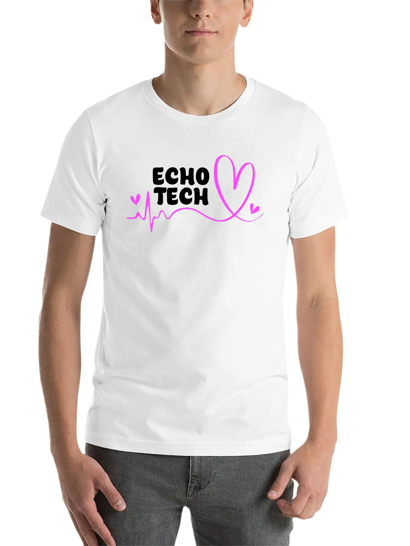 Cute Heartbeat Echo Tech Cardiac Sonography Timeless Short Sleeve Tee – Comfy And Minimalist Design