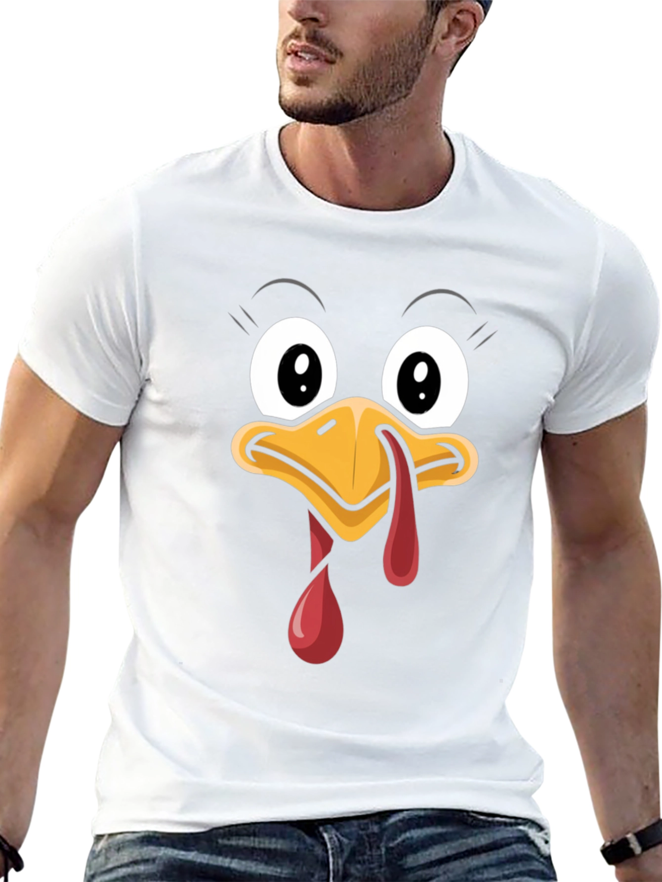 Funny Thanksgiving Turkey Face Graphic Tee