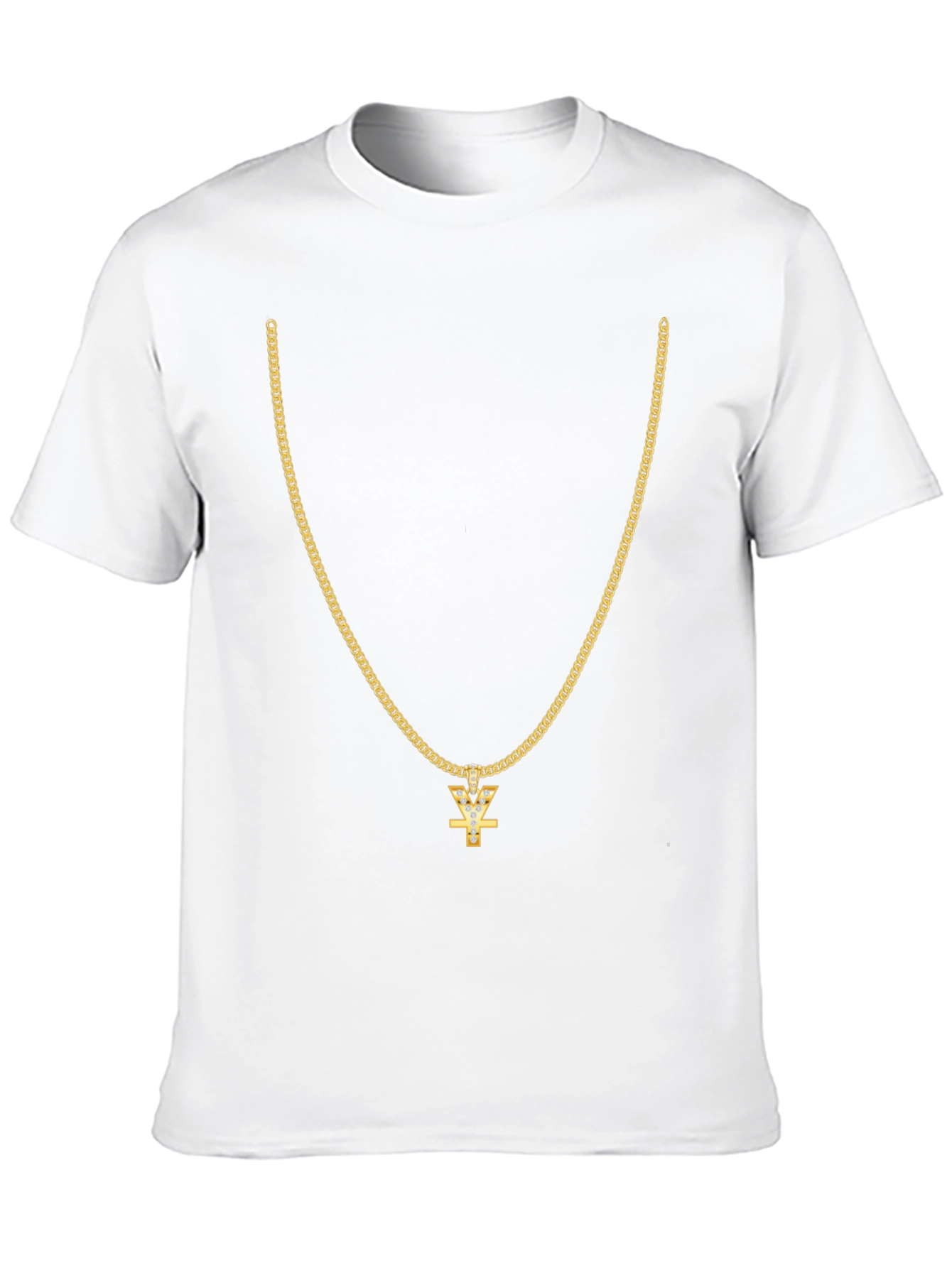 Mens Black T-Shirt with Gold Chain Design