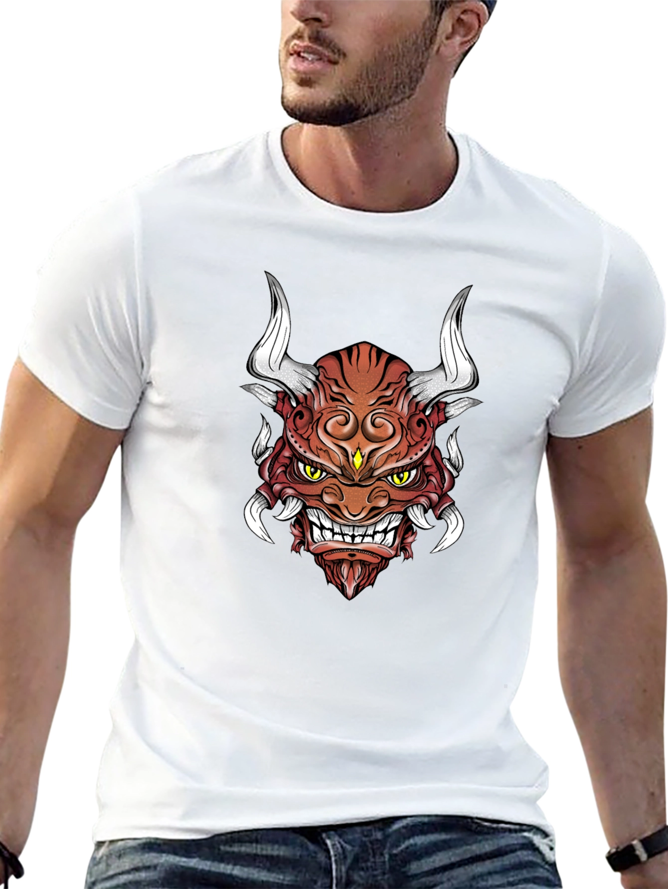 Demon Oni Mask Graphic T-Shirt