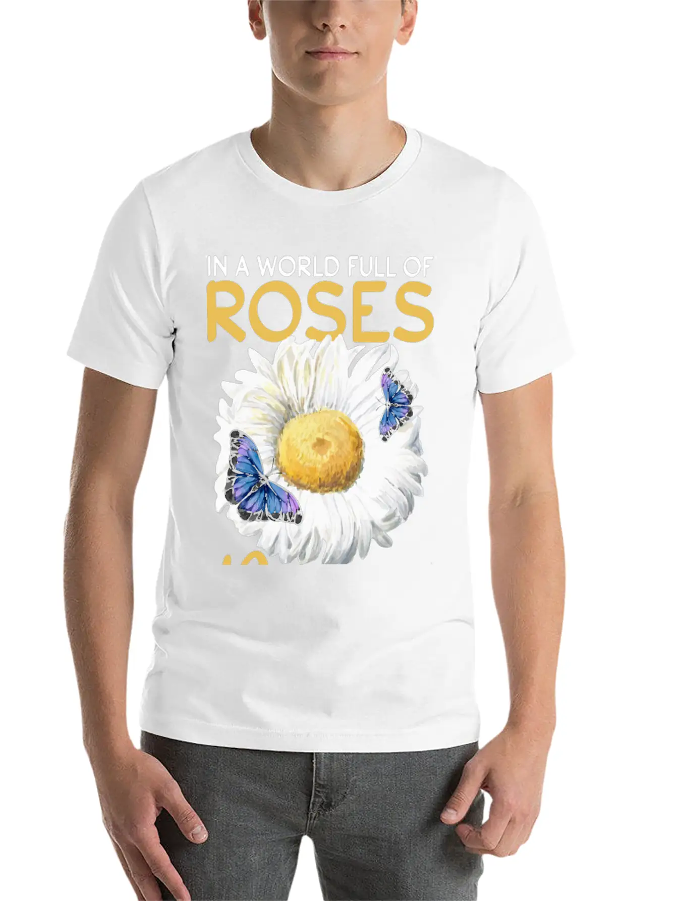 Daisy Butterfly Flower Women Gardening Basic Graphic T-Shirt – Daily Comfort In Soft Cotton