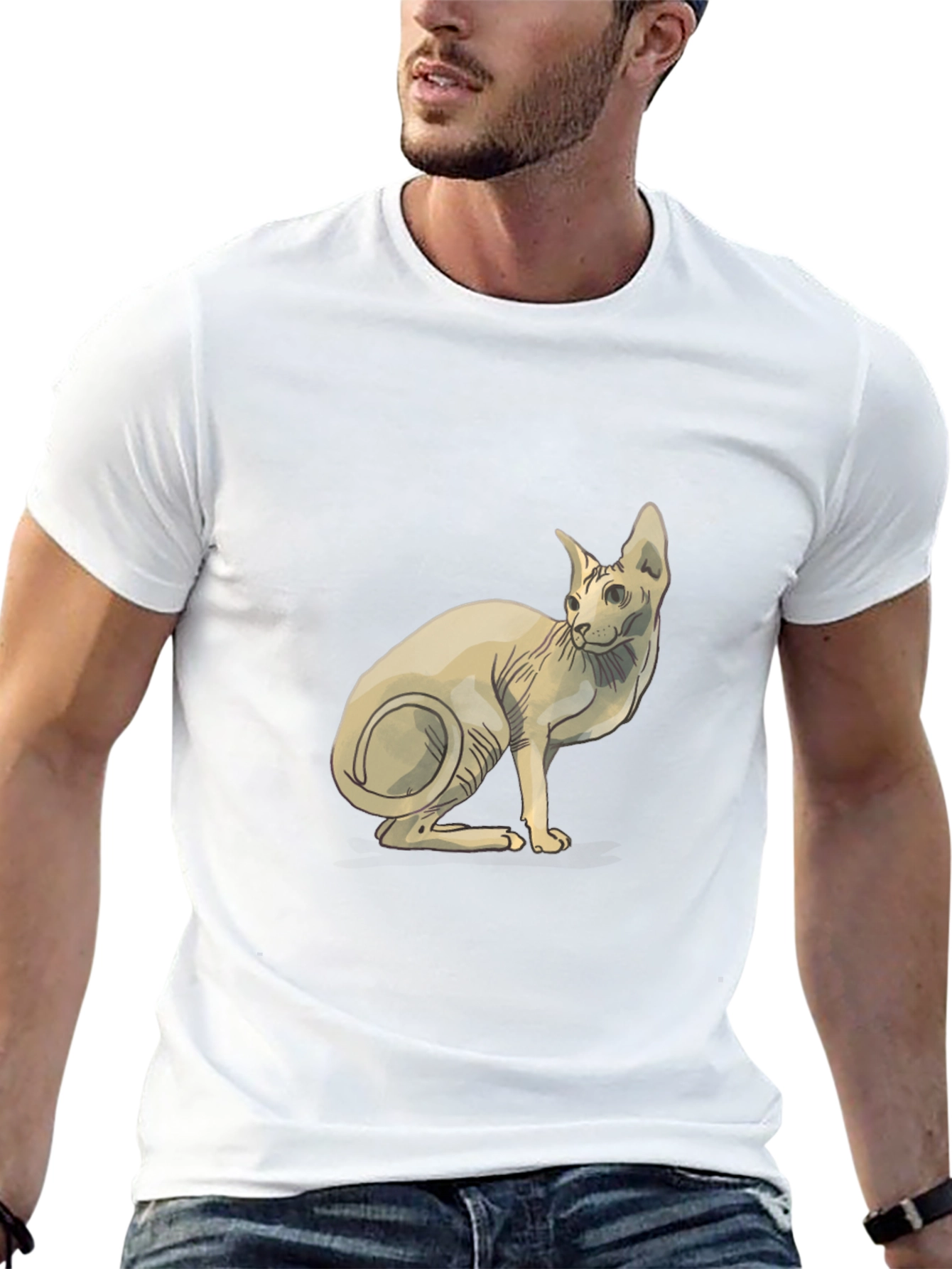 Sphynx Cat Graphic T-Shirt - Stylish Black Tee