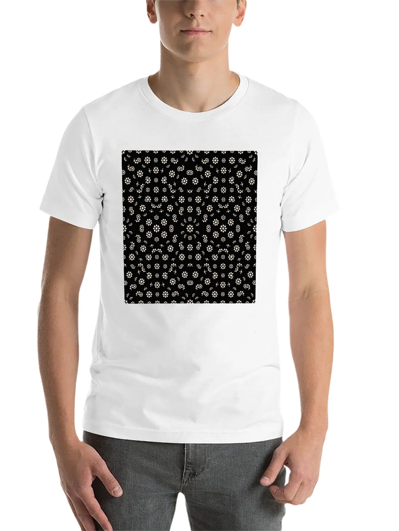 Dark Ditsy Floral Pattern Timeless Short Sleeve Tee – Comfy And Minimalist Design