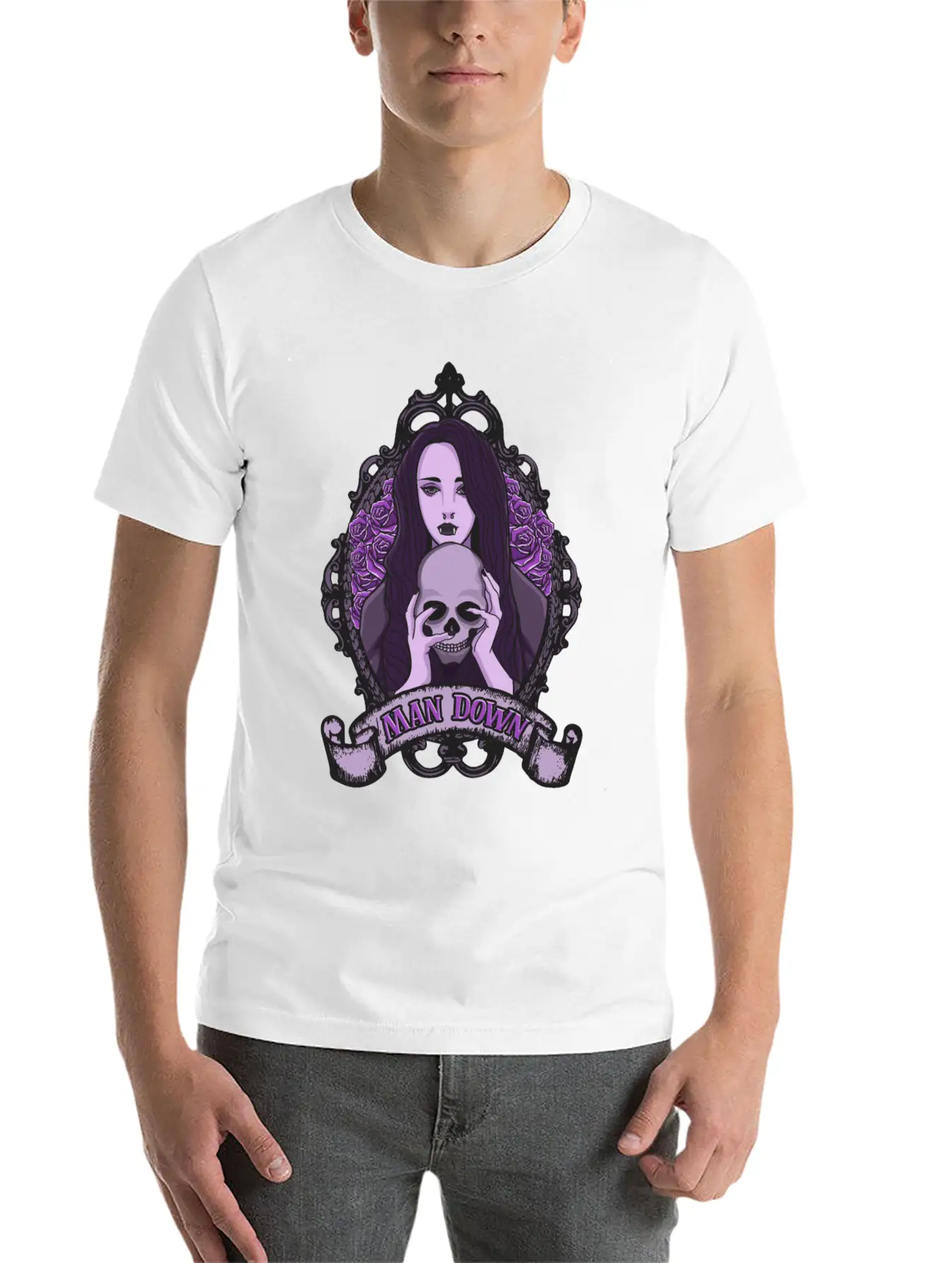 Dark Goth Man Down Vampire Girl Nose Ring Essential Unisex Summer Tee – Soft Cotton Casual Fit