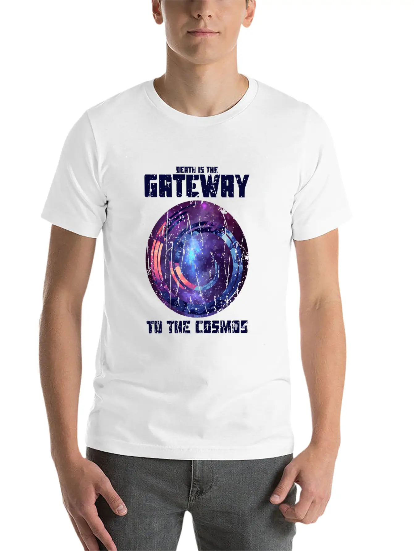 Death Is The Gateway To The Cosmos - Halloween Comfortable Minimalist Graphic Tee – Summer Style Essential