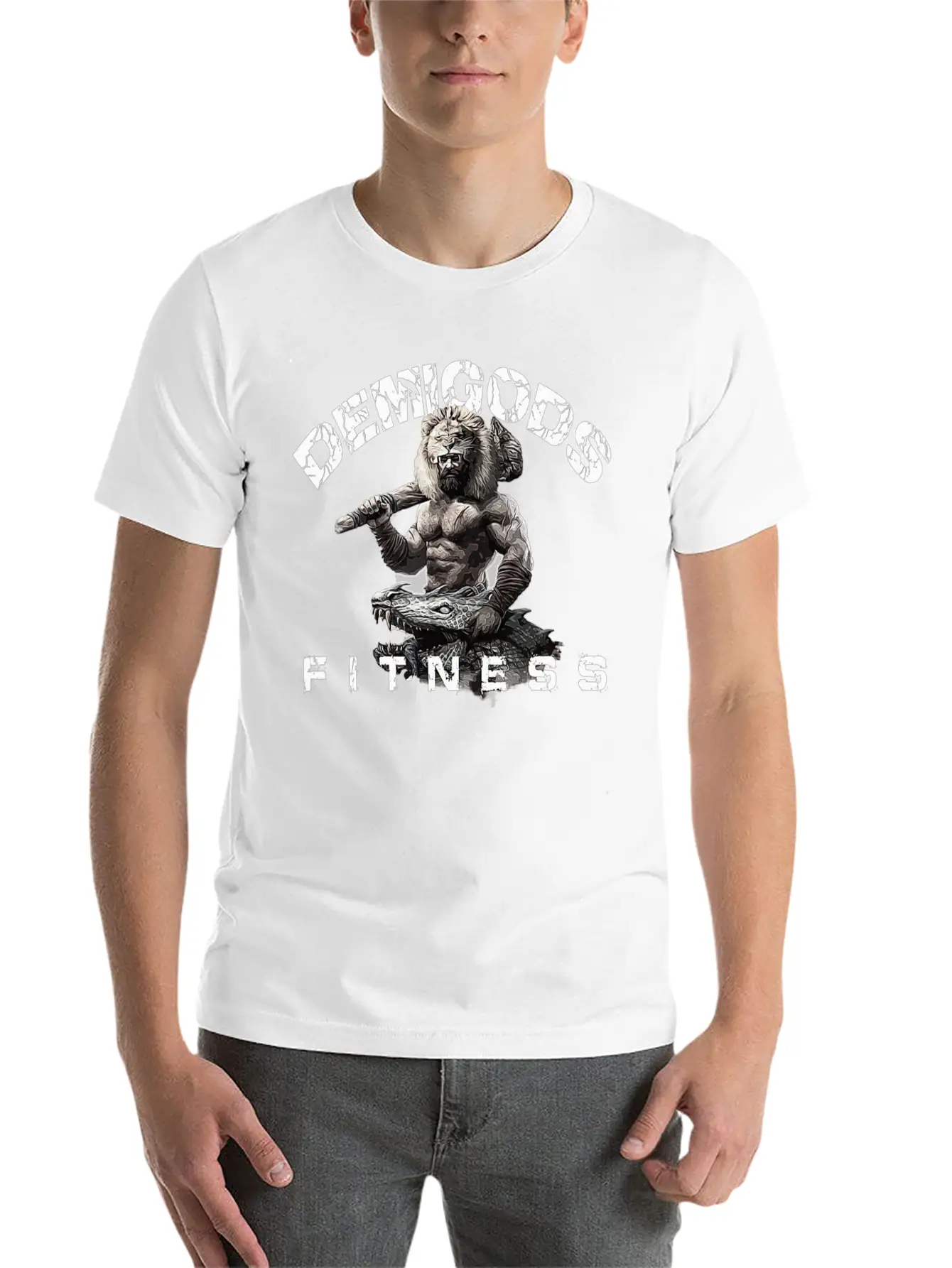 DEMIGODS FITNESS WORKOUT GYM POWER Unisex Short Sleeve Soft Cotton T-Shirt – Casual Everyday Wear