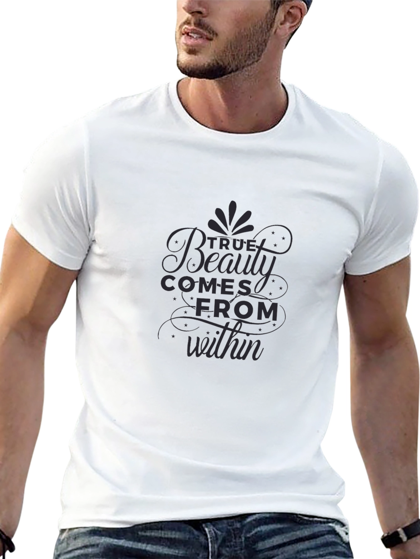 True Beauty Within Graphic Tee - Stylish Black T-Shirt