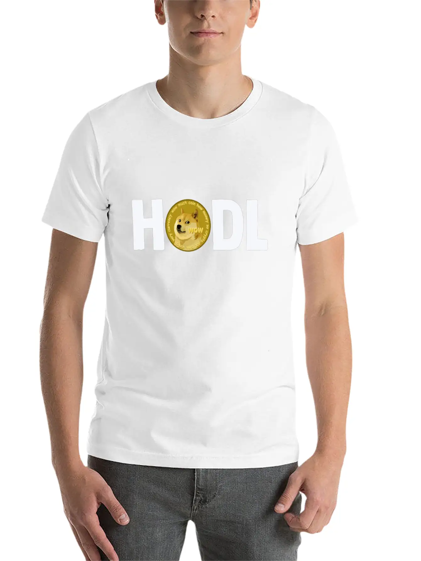 Doge Dogecoin Crypto HODL Gift Unisex Short Sleeve Soft Cotton T-Shirt – Casual Everyday Wear