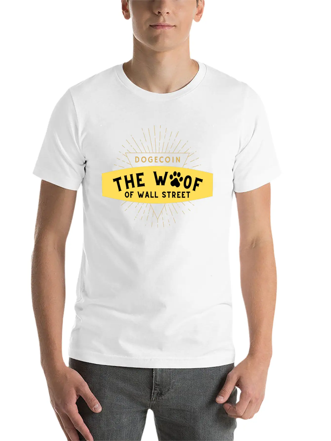 Dogecoin The Woof Unisex Short Sleeve Soft Cotton T-Shirt – Casual Everyday Wear