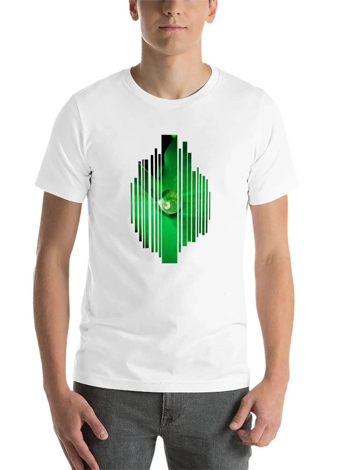 Drop Leaf Green Nature Dew Plain Eco Gift Idea Unisex Short Sleeve Soft Cotton T-Shirt – Casual Everyday Wear