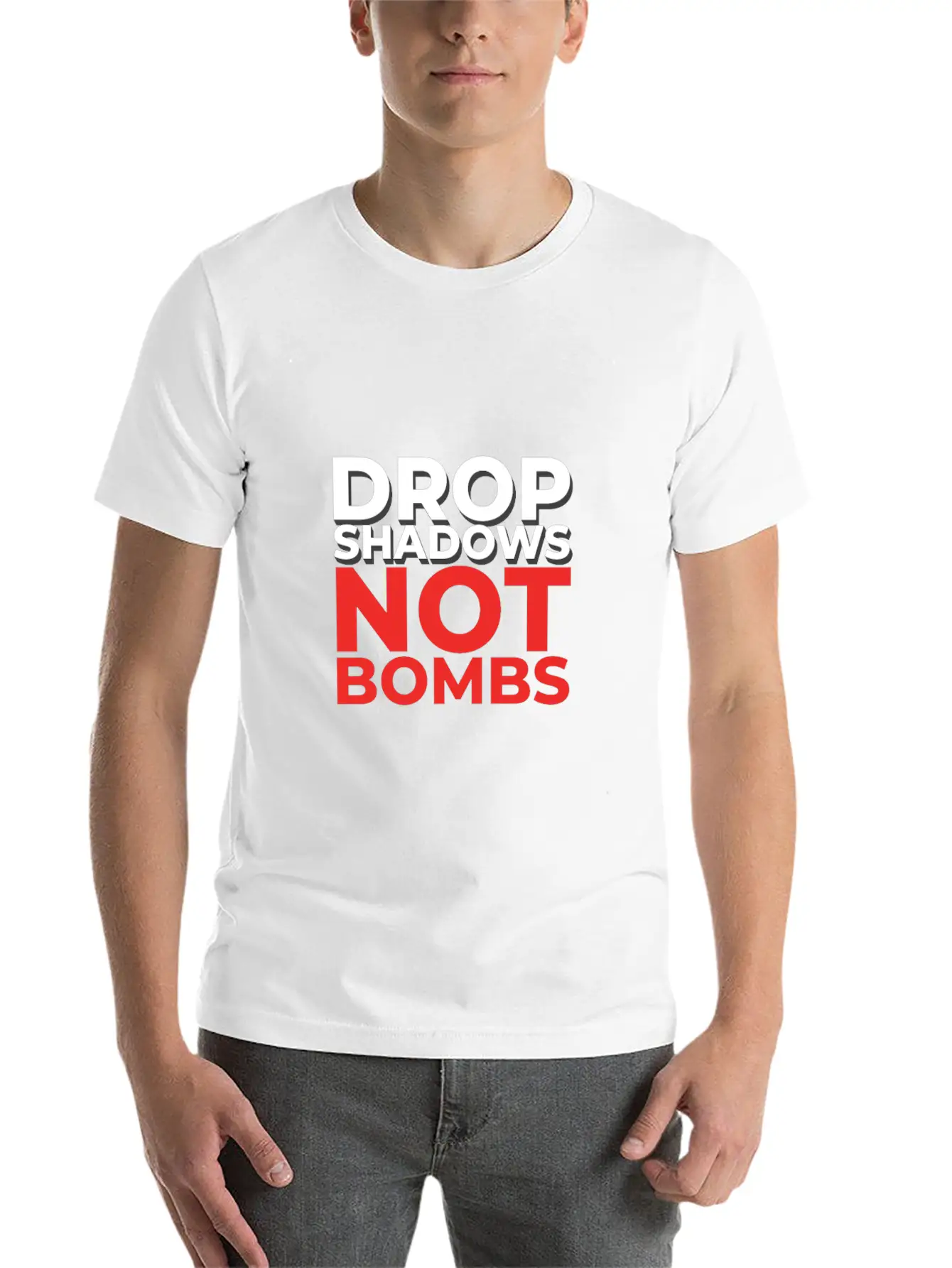 Drop Shadows Not Bombs Unisex Short Sleeve Soft Cotton T-Shirt – Casual Everyday Wear