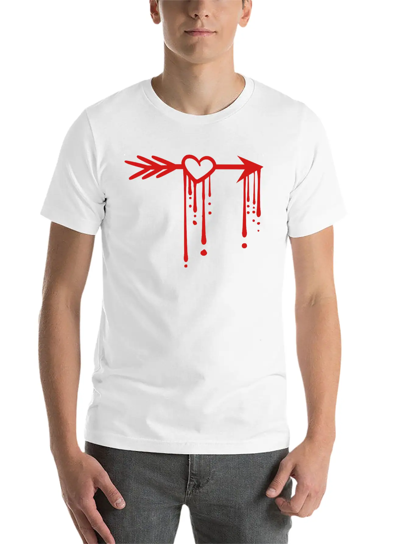 Drops Blood Graffiti In Love Heart Arrow Love Shoo Stylish Everyday T-Shirt – Unisex Basic Cotton Tee