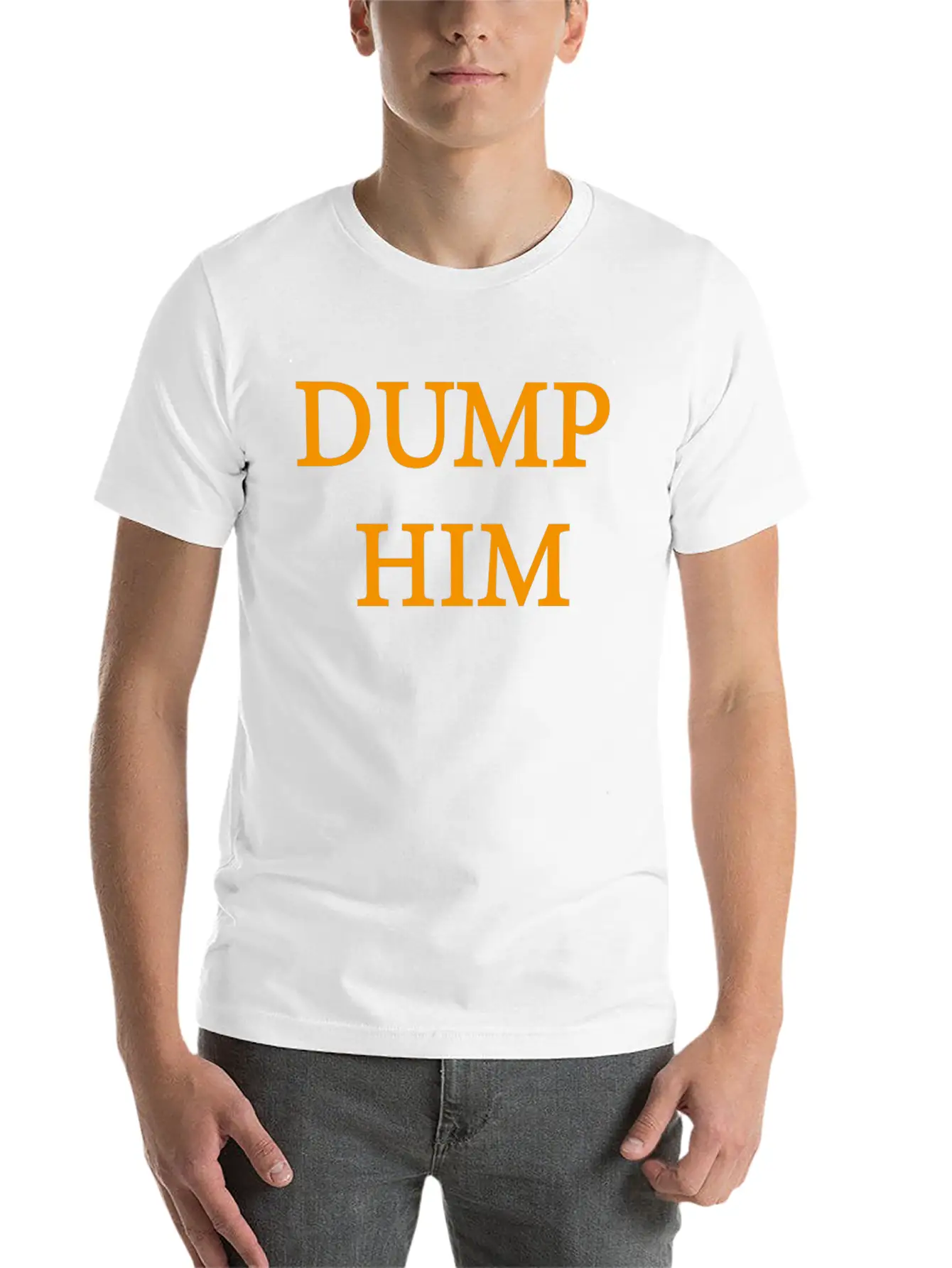 Dump Him Orange Letters Women's Crop Timeless Short Sleeve Tee – Comfy And Minimalist Design
