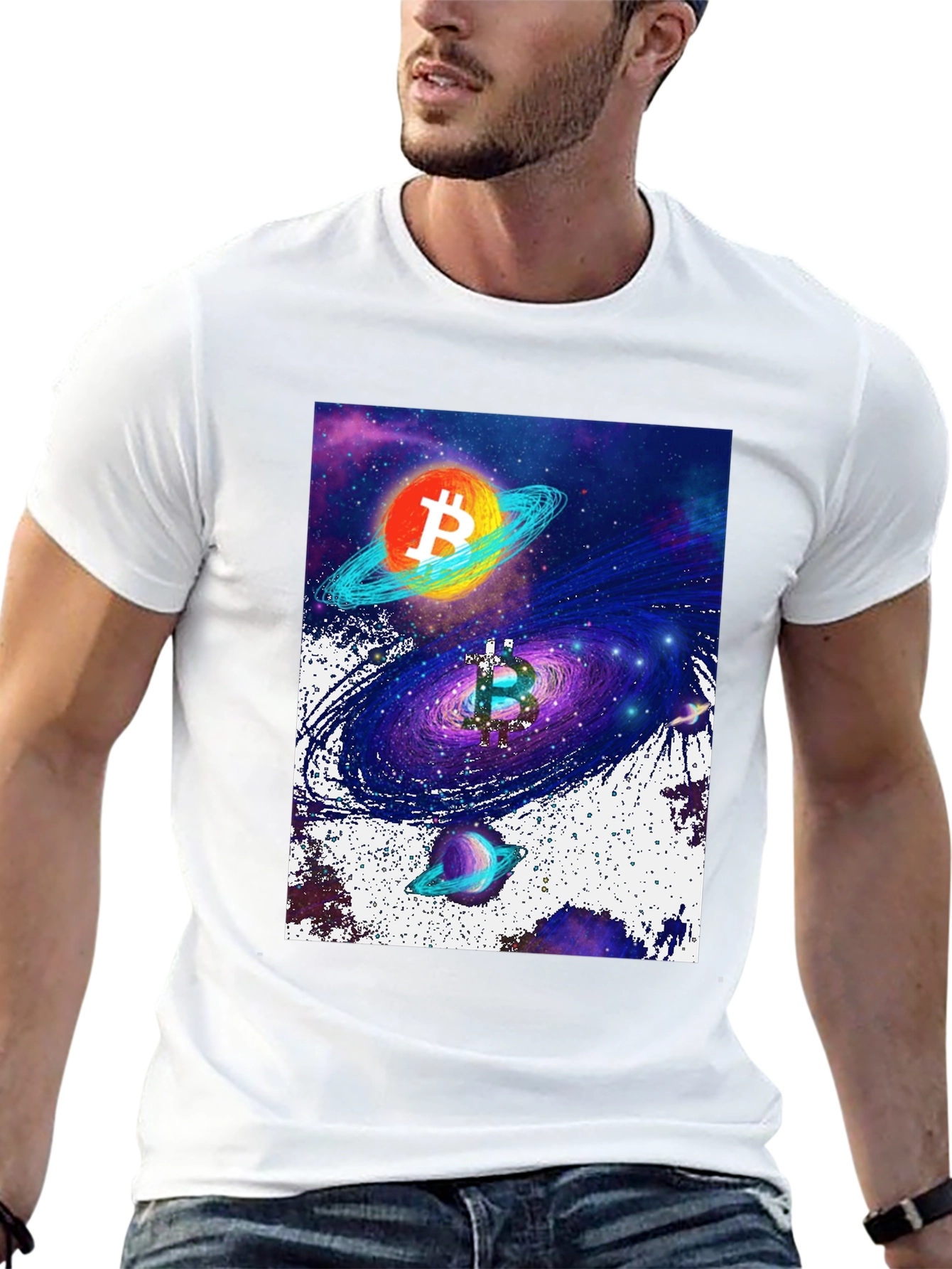 Bitcoin Galaxy Graphic Tee - Crypto Inspired Fashion