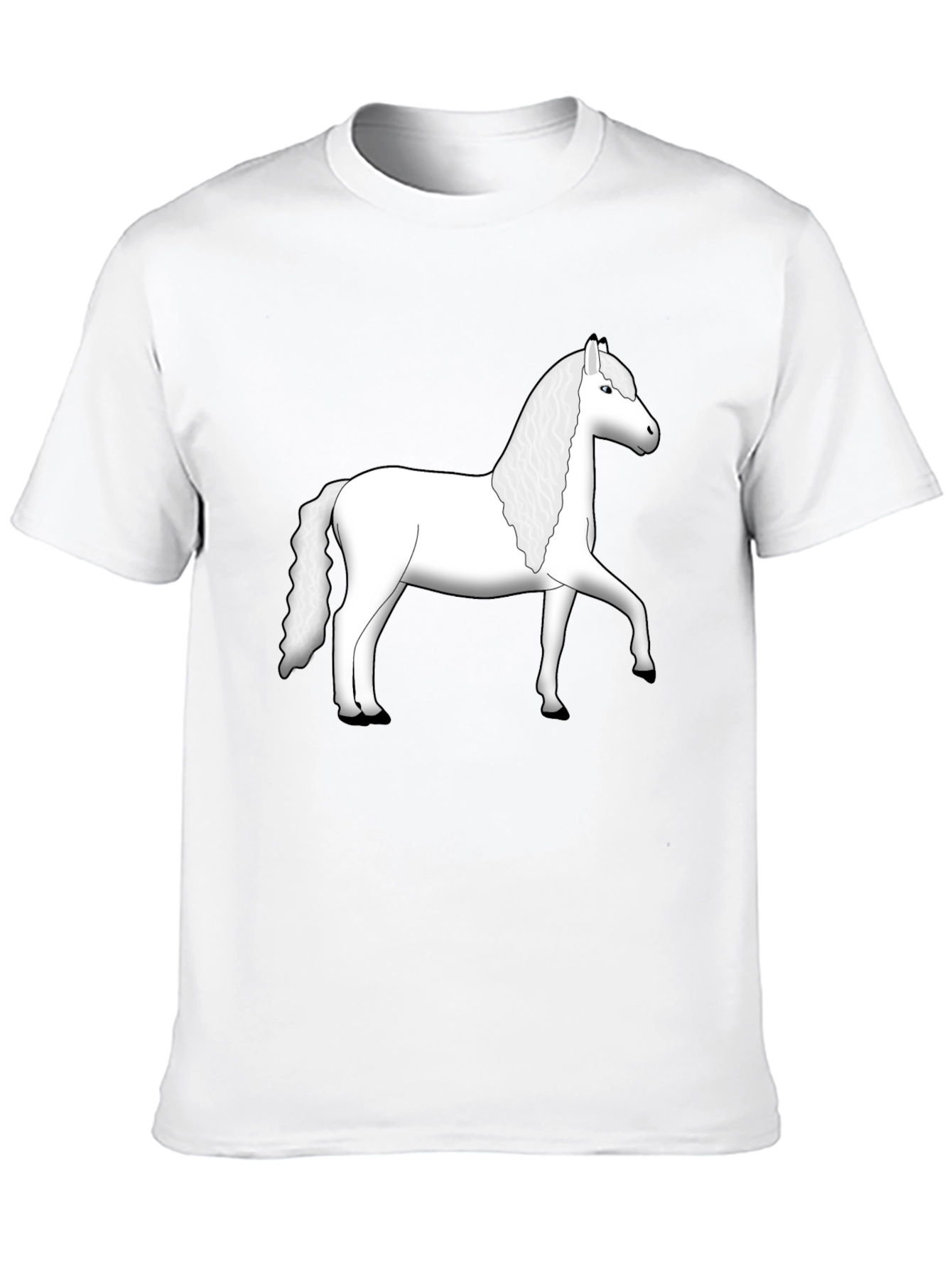 Black T-Shirt with White Horse Graphic