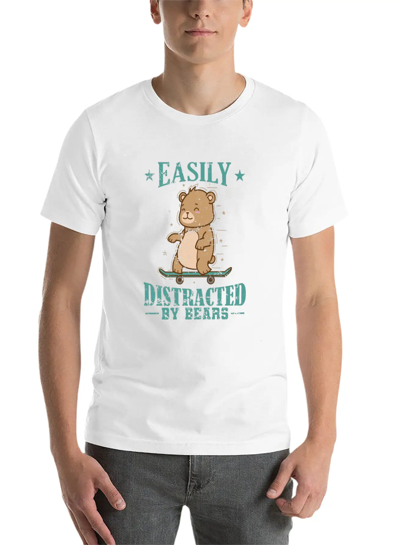 Easily Distracted By Bears Animal Forest Timeless Short Sleeve Tee – Comfy And Minimalist Design