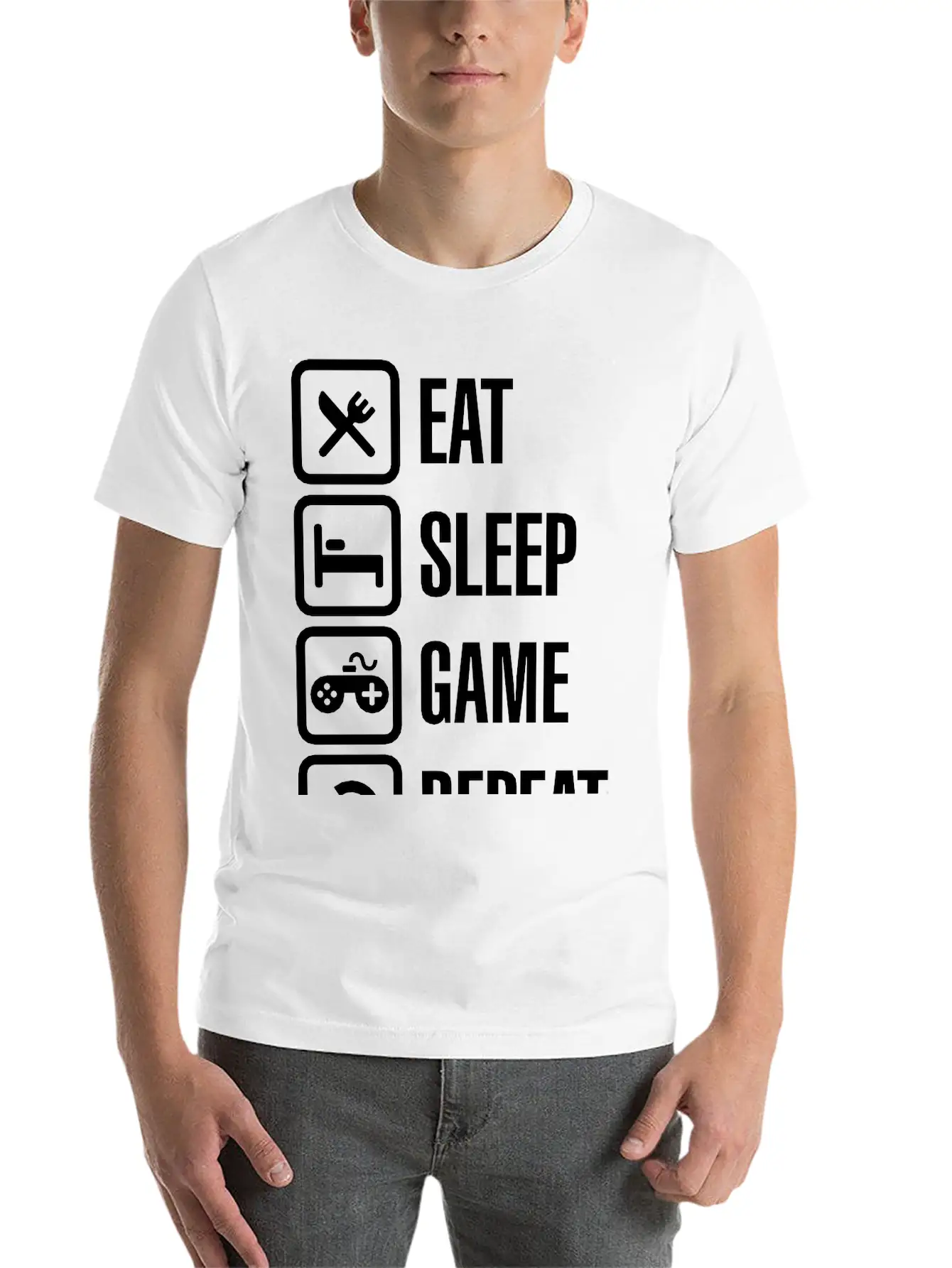 Eat Sleep Game Repeat Stylish Everyday T-Shirt – Unisex Basic Cotton Tee