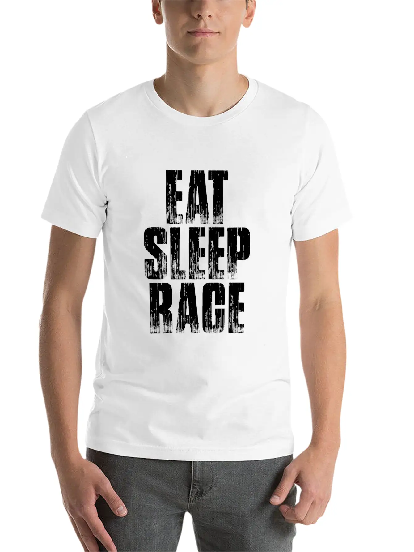EAT SLEEP RACE Comfortable Minimalist Graphic Tee – Summer Style Essential