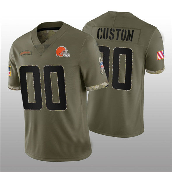 Custom1 Cleveland Browns ACTIVE PLAYER 2022 Olive Salute To Service Limited Stitched Jerseys Football Jerseys