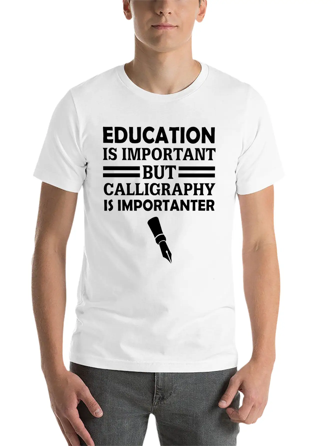 Education Is Important But Calligraphy Is Importan Unisex Short Sleeve Soft Cotton T-Shirt – Casual Everyday Wear