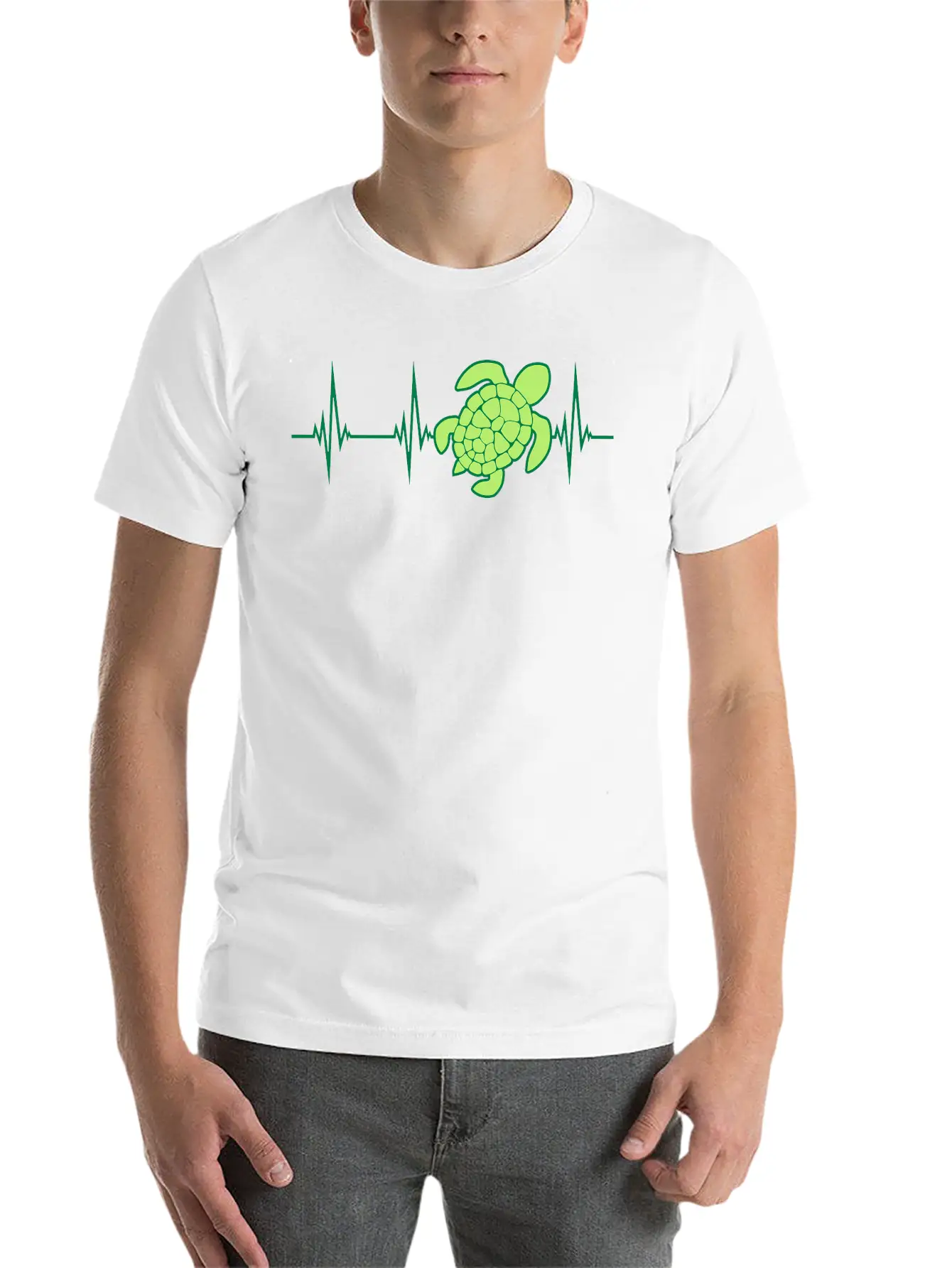 EKG Heartbeat Sea Stylish Everyday T-Shirt – Unisex Basic Cotton Tee