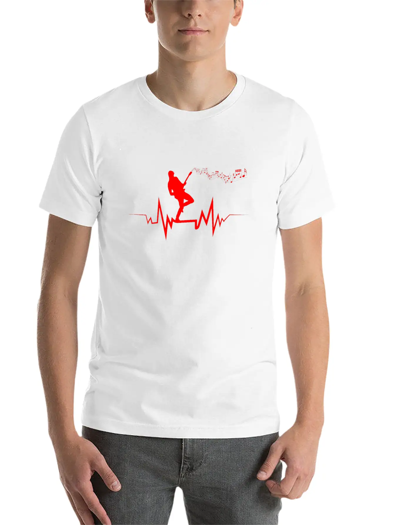 Electric Guitar Heartbeat Cool Gift For Guitarists Timeless Short Sleeve Tee – Comfy And Minimalist Design