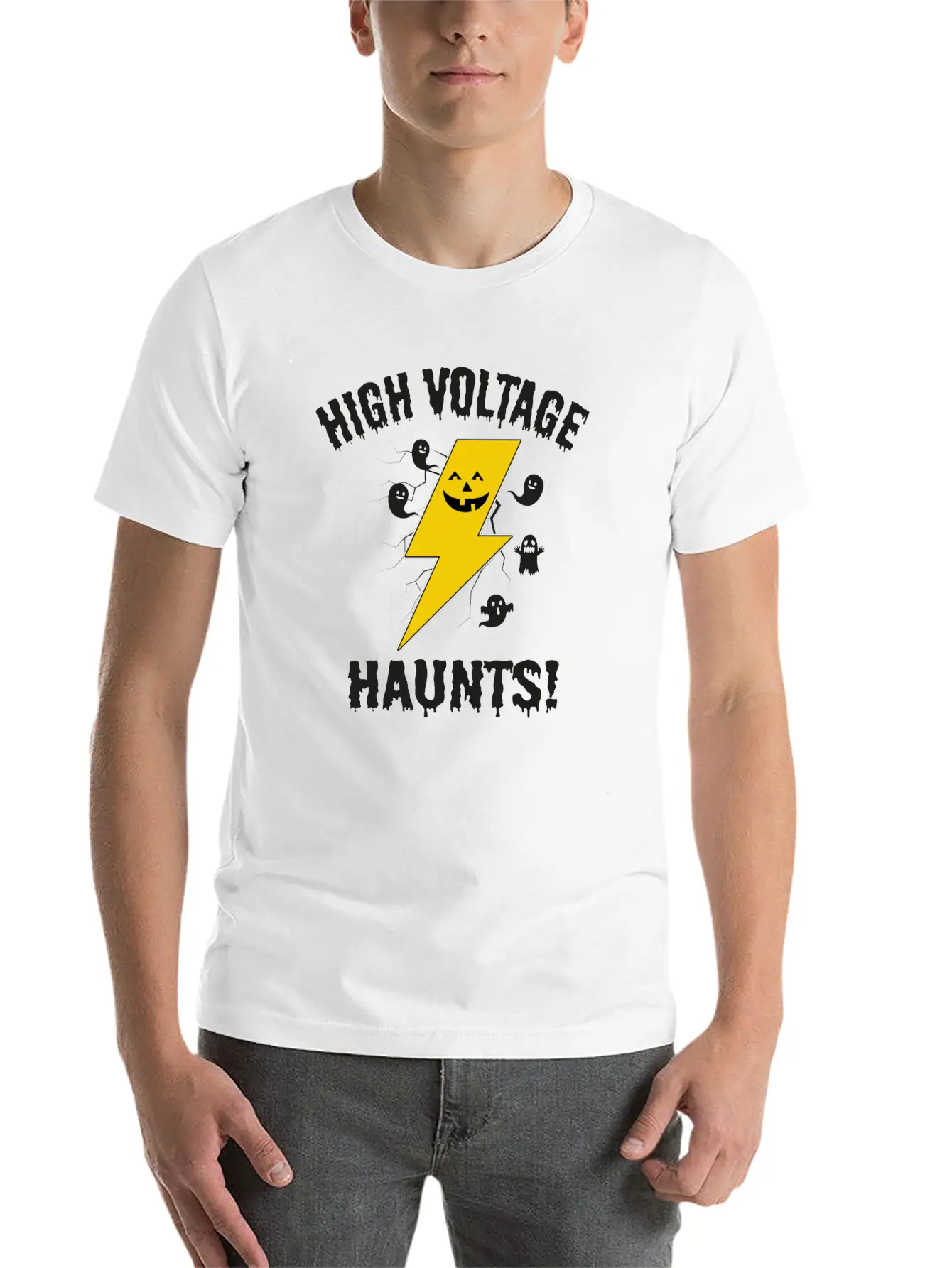 Electrician Halloween: High Voltage Hunts Unisex Casual T-Shirt – Clean Design For Daily Comfort
