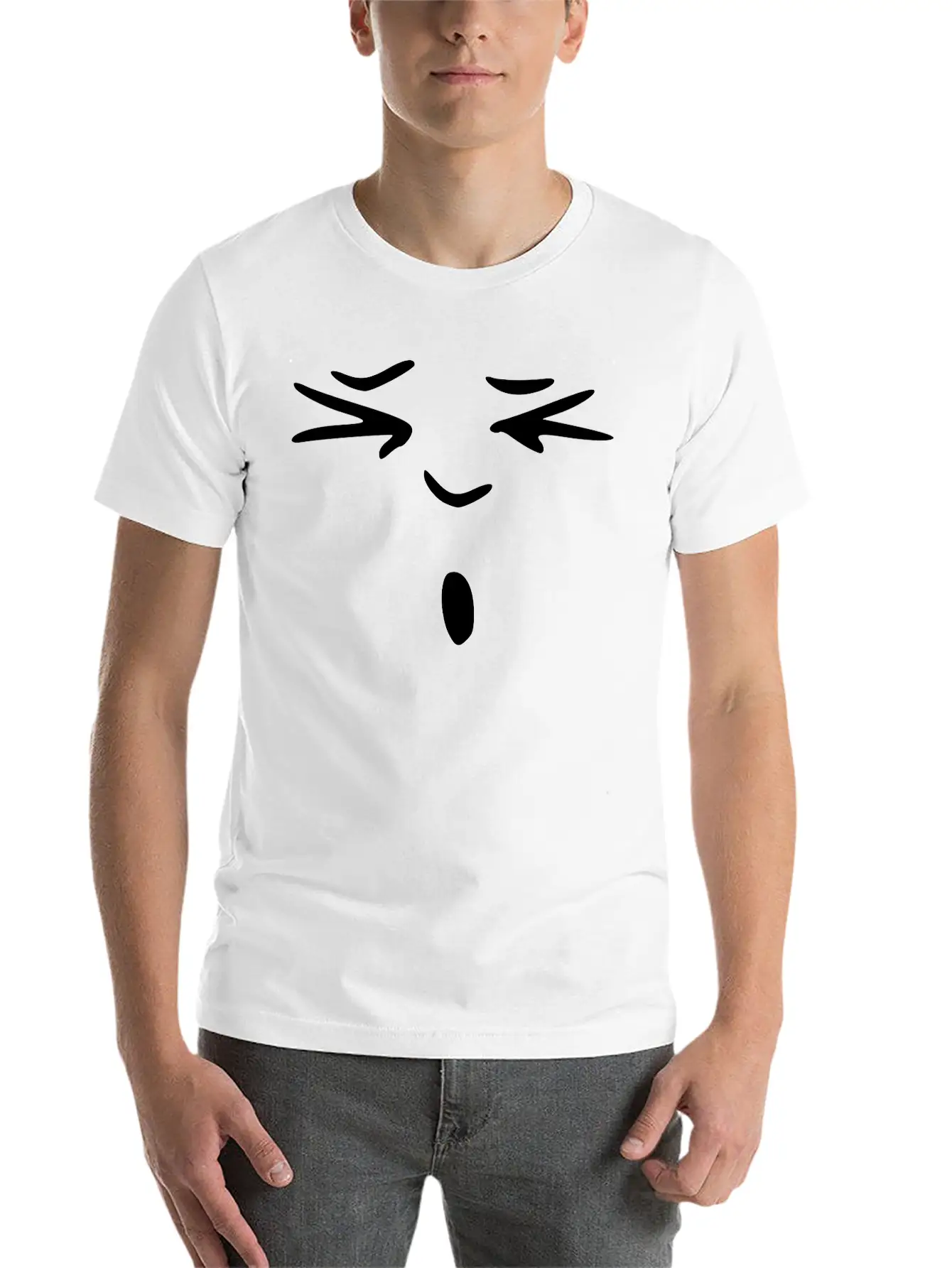 Emojis Sketch Amazed Unisex Short Sleeve Soft Cotton T-Shirt – Casual Everyday Wear