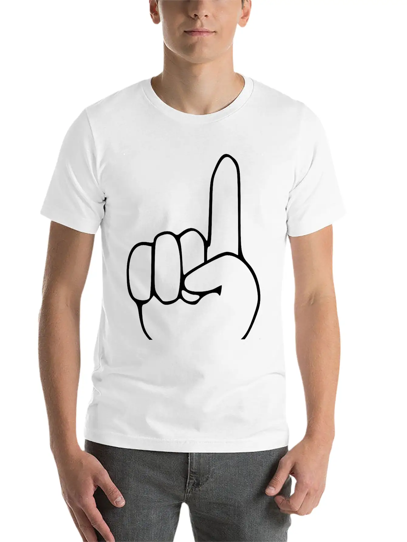 Emojis Sketch Finger Point Up Comfortable Minimalist Graphic Tee – Summer Style Essential