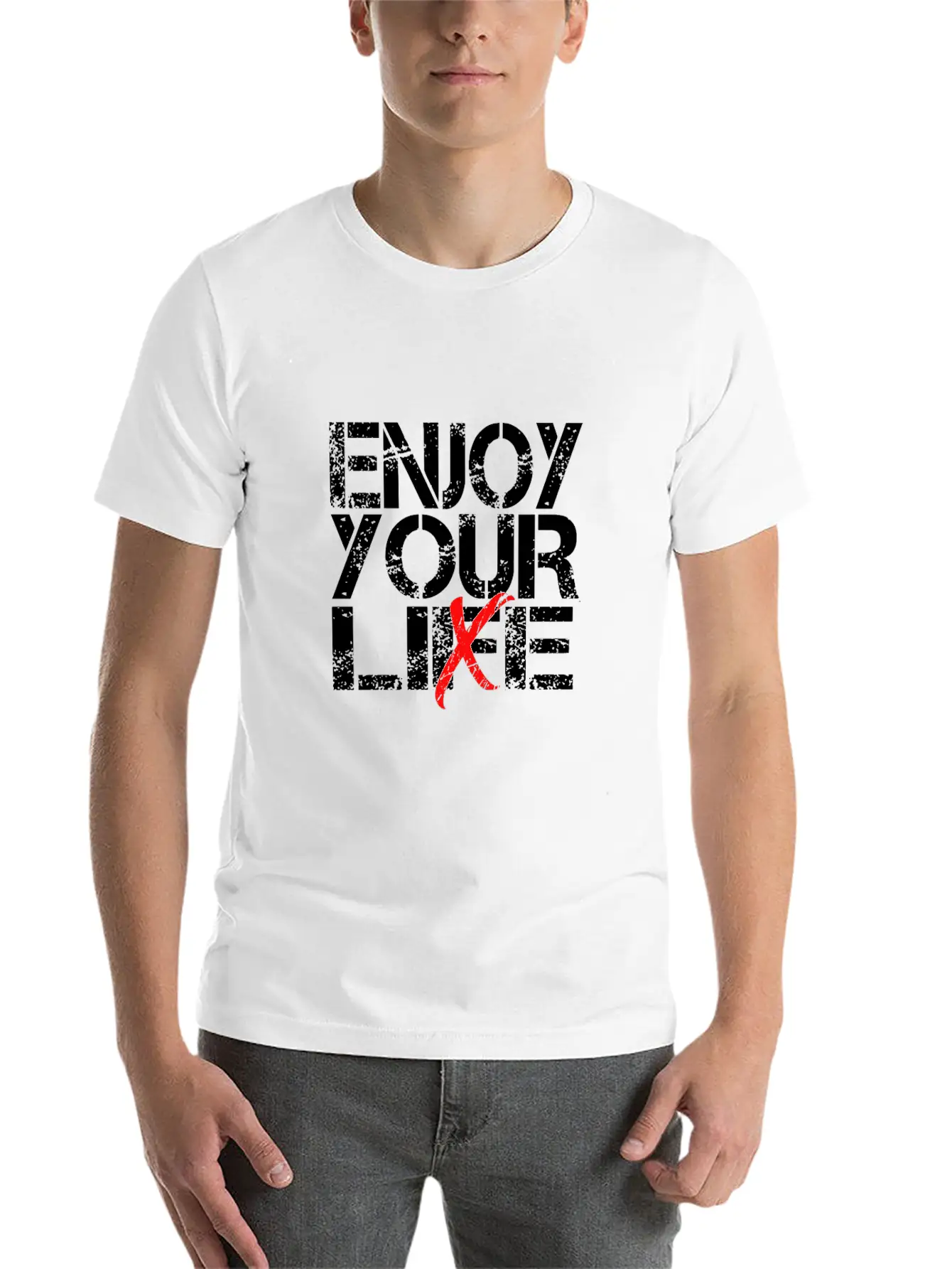 Enjoy Your Life / Lie Sarcastic Quote Art Stylish Everyday T-Shirt – Unisex Basic Cotton Tee