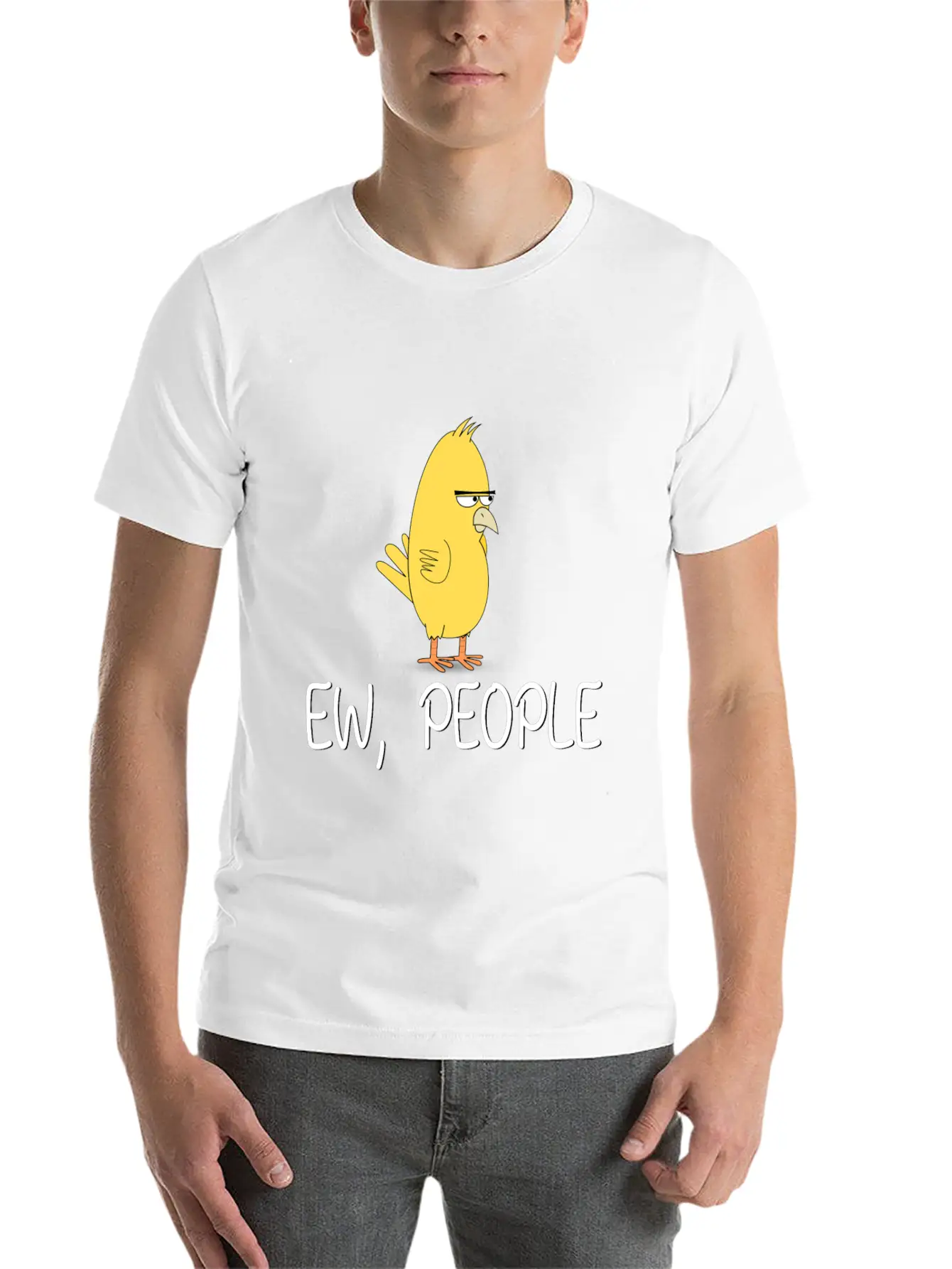 Ew People Funny Misantroph Bird Design Unisex Short Sleeve Soft Cotton T-Shirt – Casual Everyday Wear