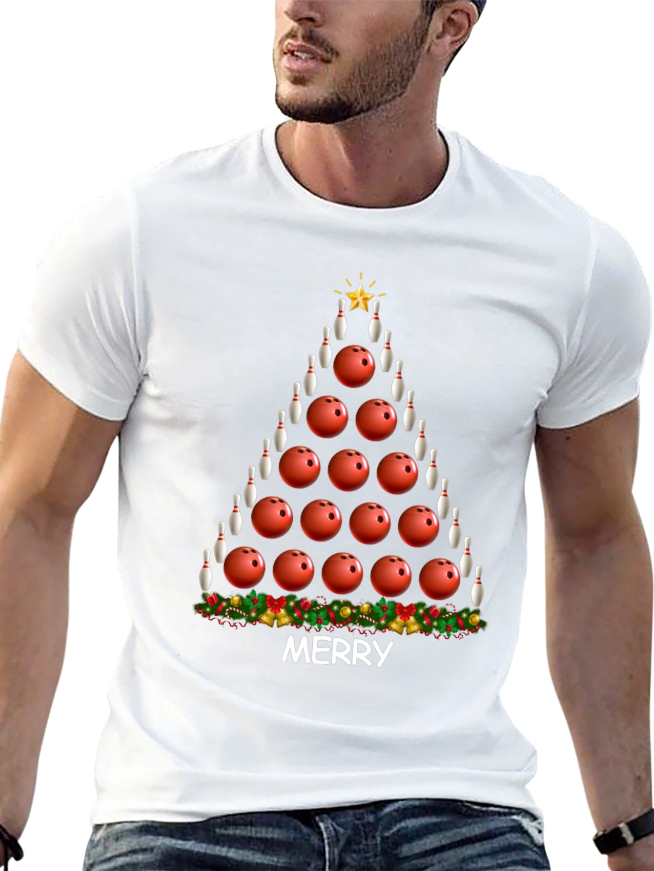 Bowling Christmas Tree Graphic Tee