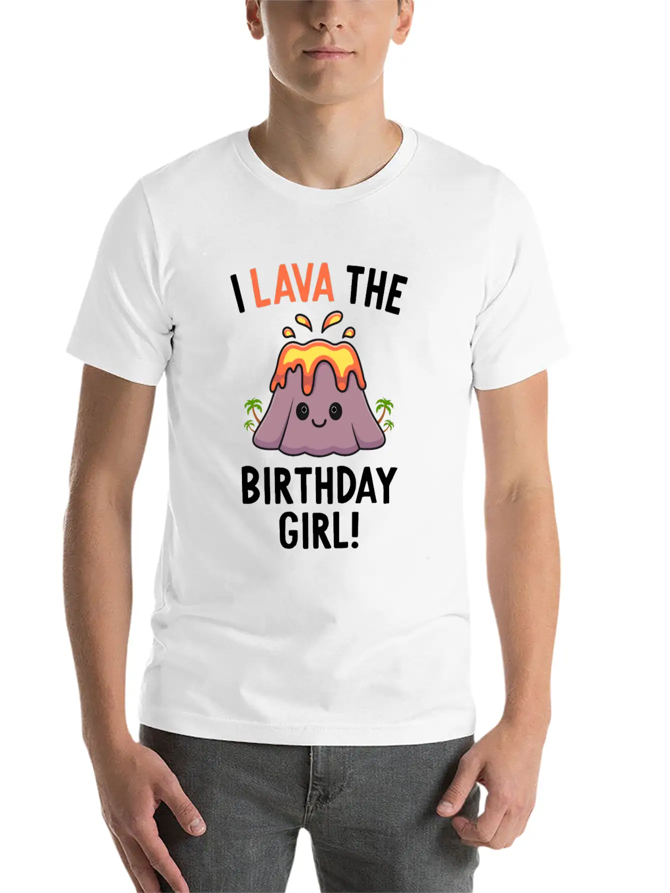 Family Volcano Birthday Party Lava Birthday Girl Stylish Everyday T-Shirt – Unisex Basic Cotton Tee