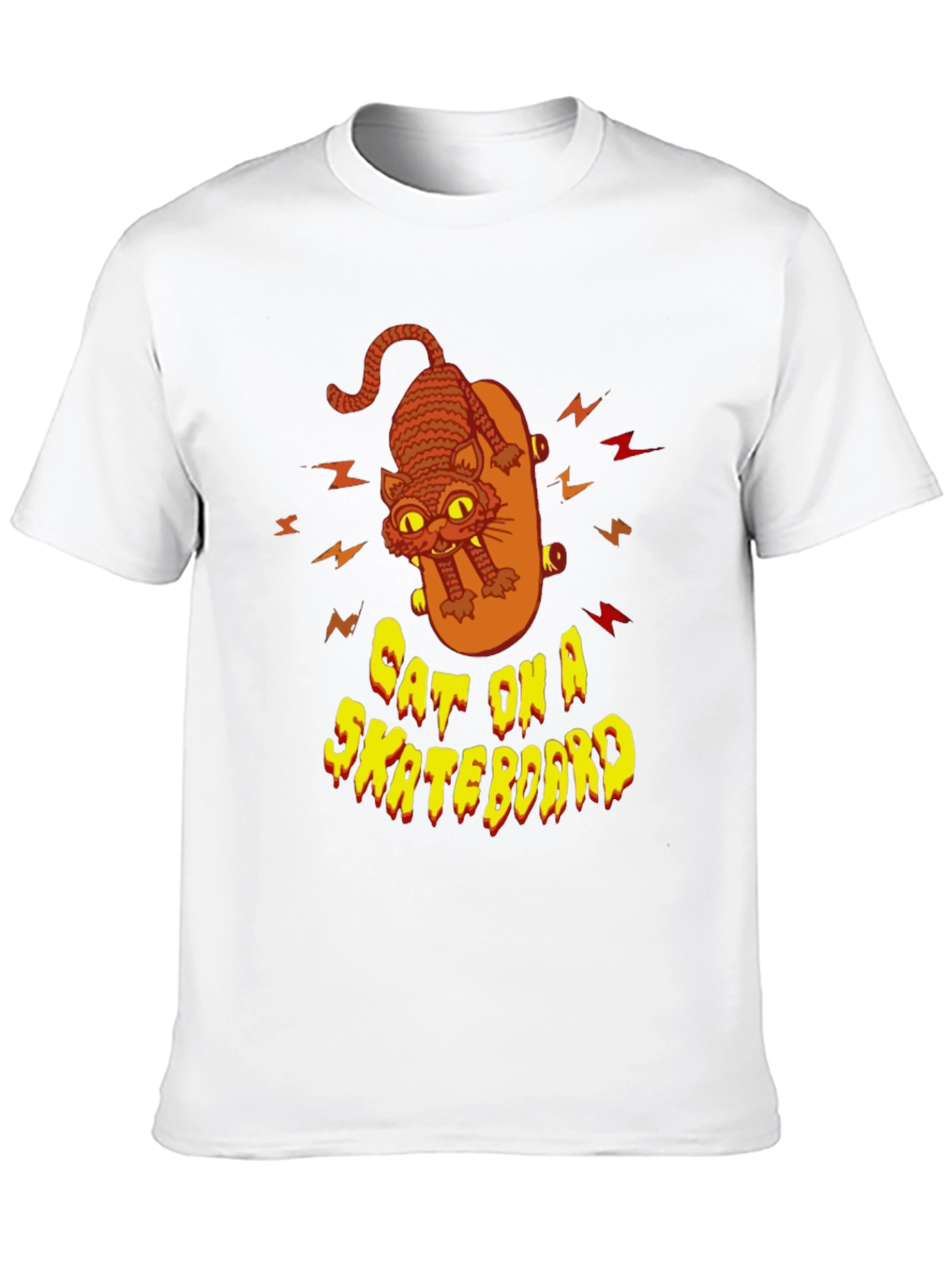 Cat on a Skateboard Graphic T-Shirt