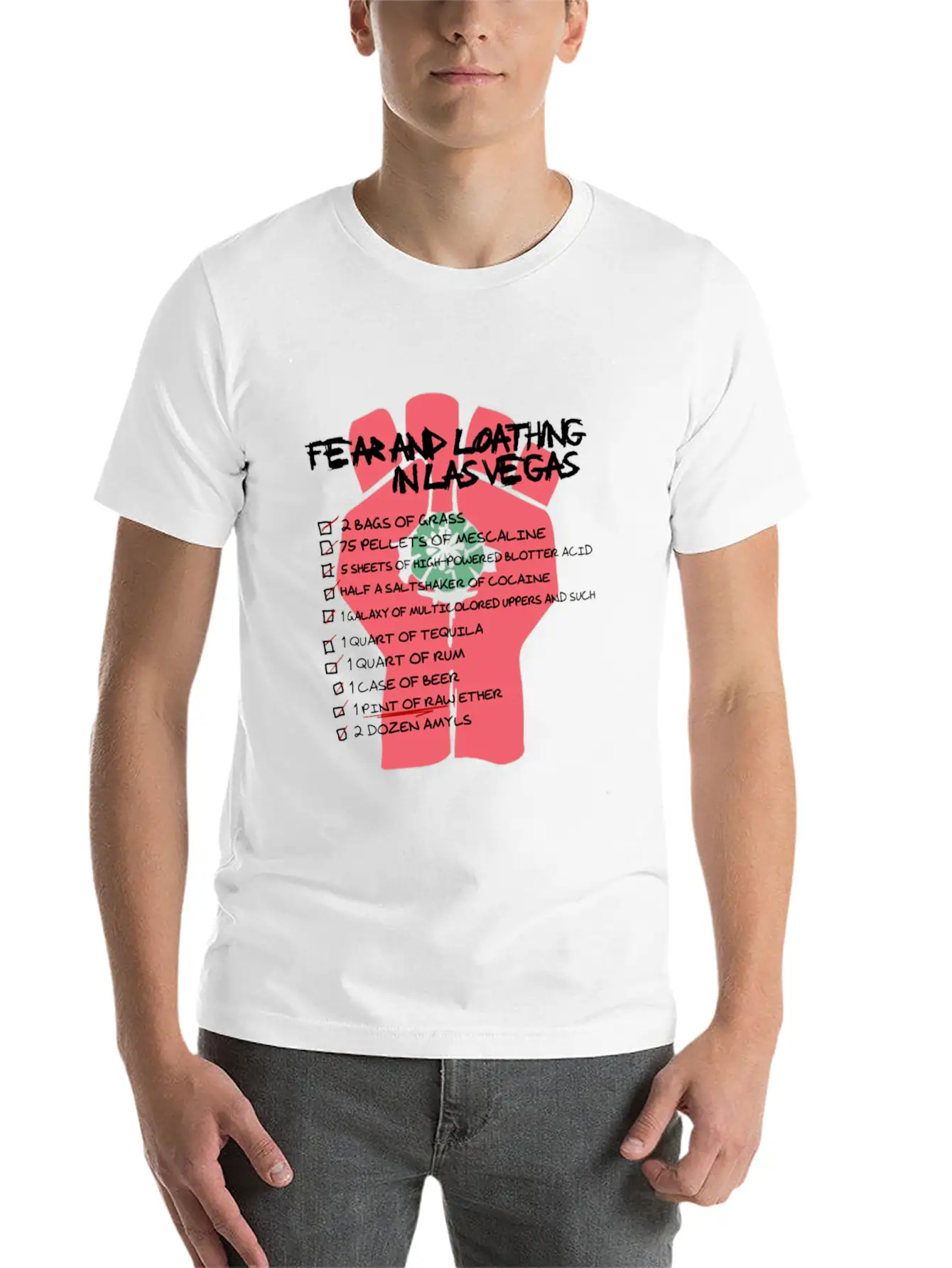 Fear And Loathing In Las Vegas Checklist Comfortable Minimalist Graphic Tee – Summer Style Essential