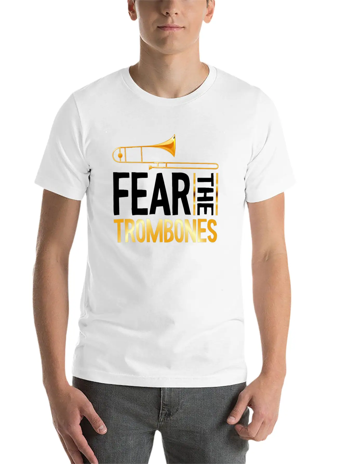 Fear The Trombones Trompete Trumpet Music Band Basic Graphic T-Shirt – Daily Comfort In Soft Cotton