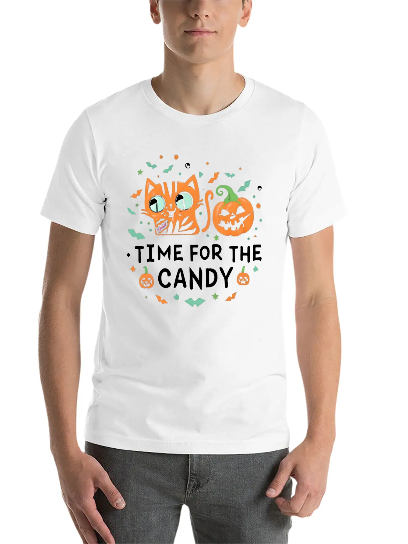 Feline Halloween: In Search Of Sweet Treasures Stylish Everyday T-Shirt – Unisex Basic Cotton Tee