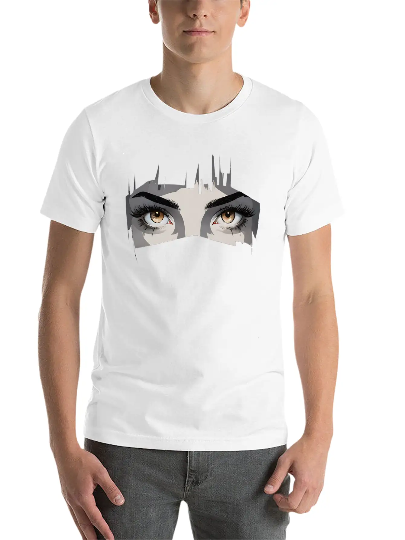 Female Anime Eyes - Cute & Expressive Look Unisex Short Sleeve Soft Cotton T-Shirt – Casual Everyday Wear