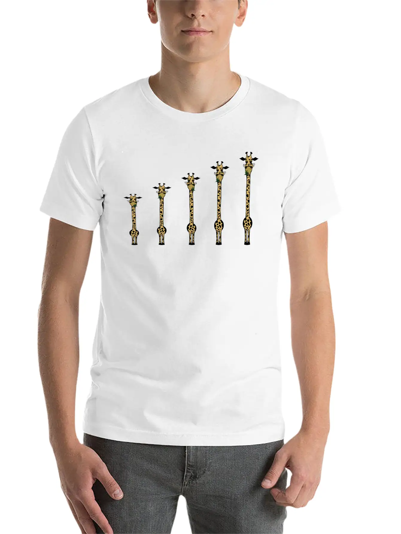 Five Growing Giraffes Unisex Short Sleeve Soft Cotton T-Shirt – Casual Everyday Wear