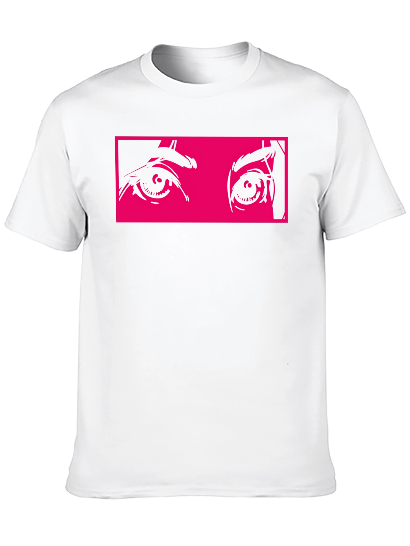 Anime Eyes Graphic Tee - Black Cotton T-Shirt