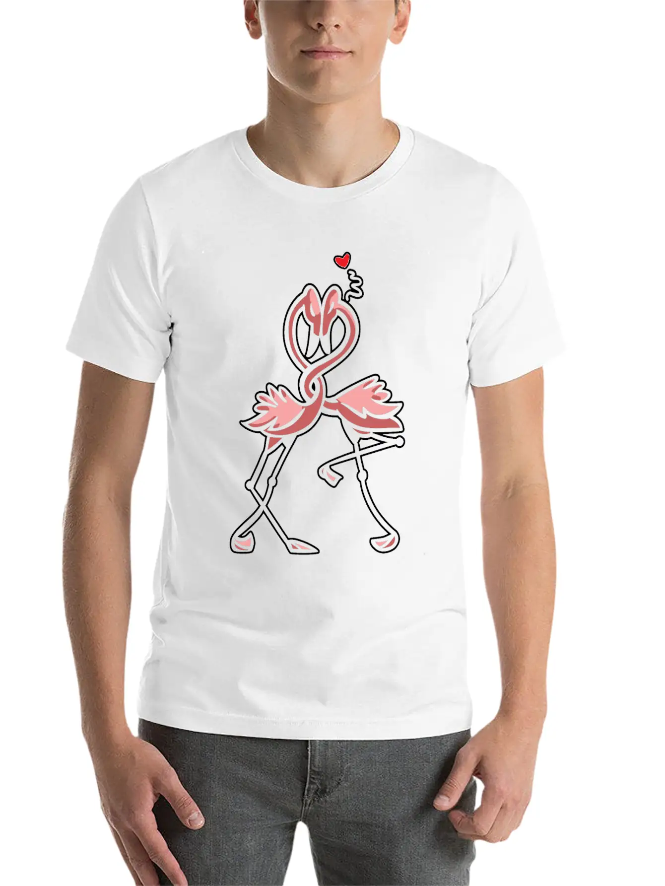 Flamingo Love Unisex Short Sleeve Soft Cotton T-Shirt – Casual Everyday Wear