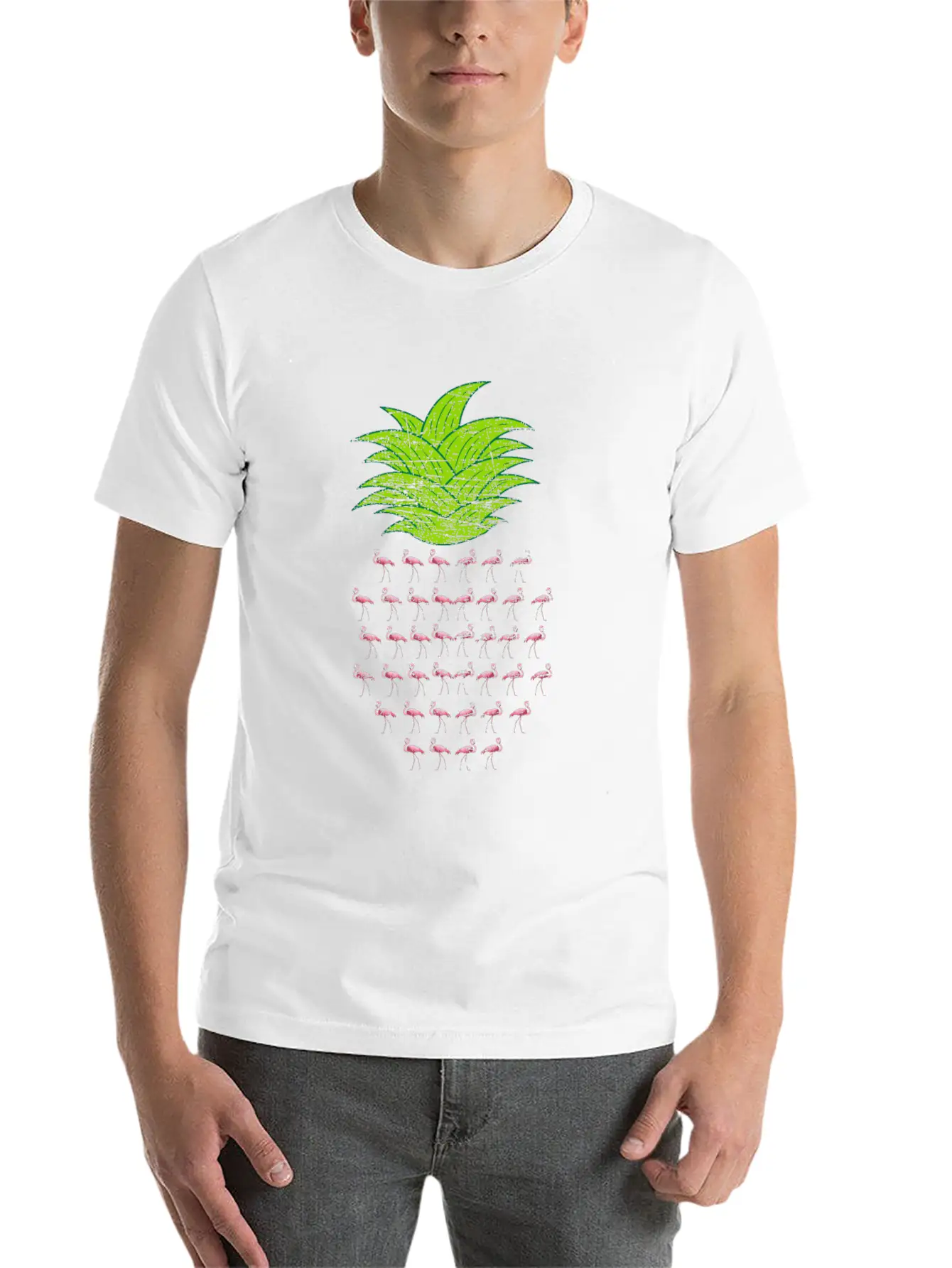 Flamingo Pineapple Essential Unisex Summer Tee – Soft Cotton Casual Fit